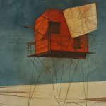 Fliegendes Haus am Strand der Winde drei